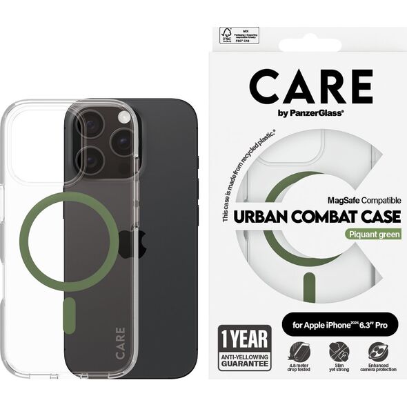 PanzerGlass CARE Case Flagship Green MagSAFE  iPhone '24 6.3" Pro