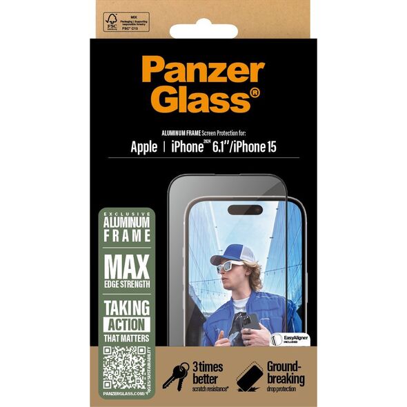 PanzerGlass PanzerGlass  Aluminum Frame iPhone '24 6.1" UWF