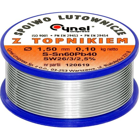 Cynel Lydmetalis su fliusu CYNEL Sn60Pb40 SW26 1.50mm 100g