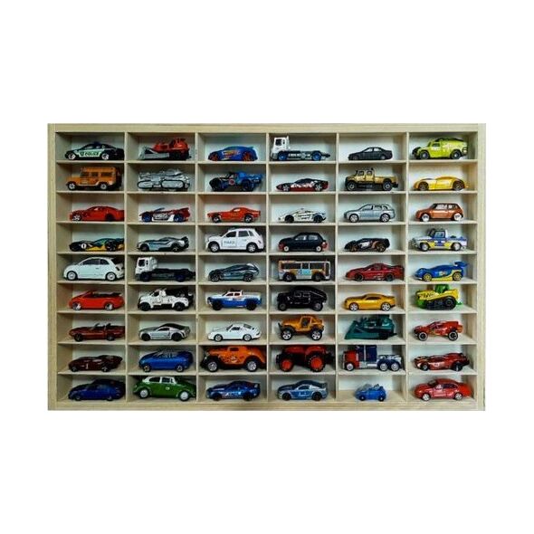 Kruzzel Półka drewniana na auta resoraki samochodziki Hot wheels Przegrody x54