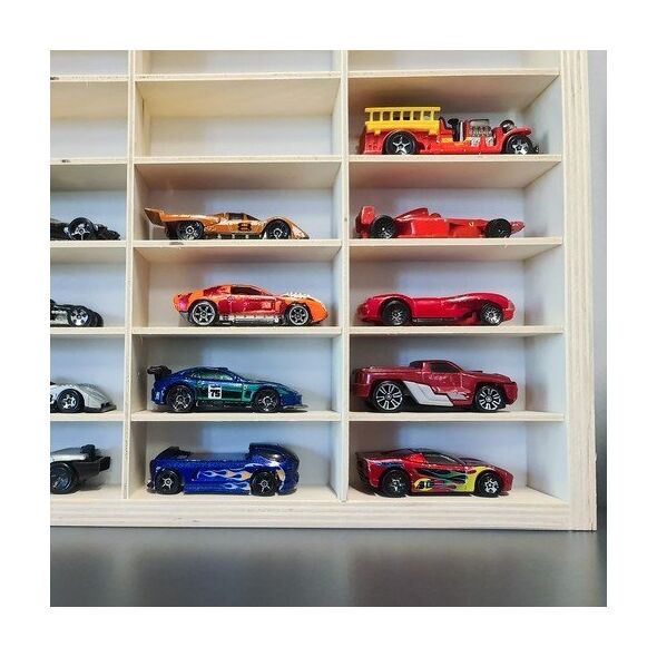 Kruzzel Półka drewniana na auta resoraki samochodziki Hot wheels Przegrody x54