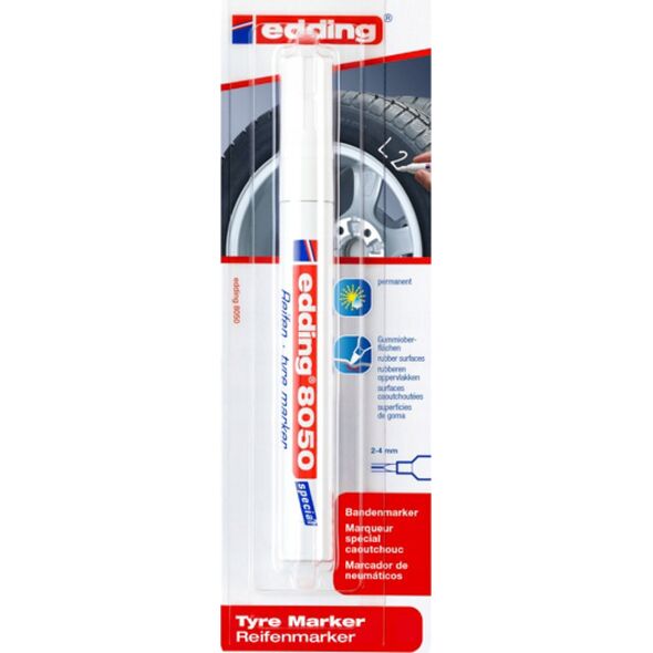 Edding Edding 8050, White, Bullet tip, Multicolour, 2 mm, 4 mm, Cardboard, Glass, Leather, Metal, Plastic, Wood