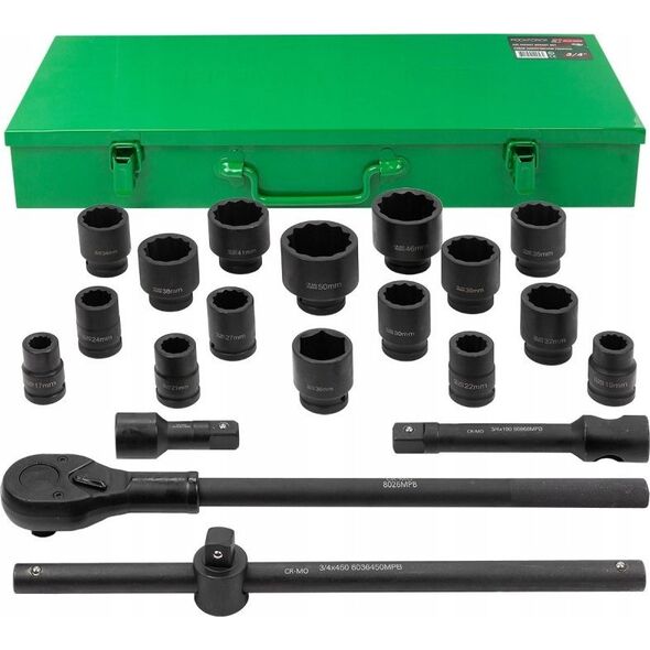 Klucz udarowy ROCKFORCE / WMC ROCKFORCE ZESTAW KLUCZY UDAROWYCH 21el. 3/4" 12KĄT.  17-50mm