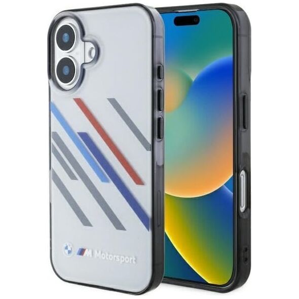 BMW BMW BMHCP16M23HTRAG iPhone 16 Plus 6.7" szary/grey hardcase Motosport IML Random Stripes