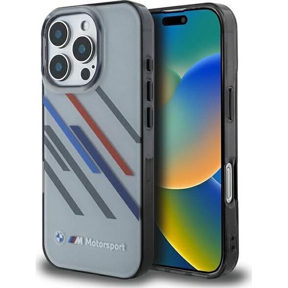 BMW BMW BMHCP16L23HTRAG iPhone 16 Pro 6.3" szary/grey hardcase Motosport IML Random Stripes
