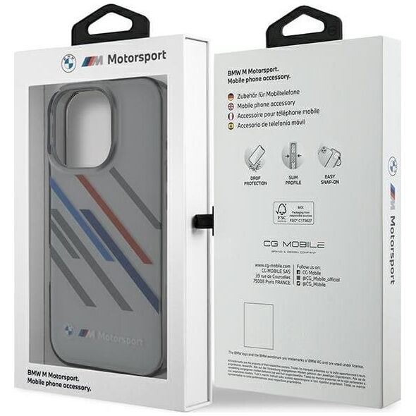 BMW BMW BMHCP16X23HTRAG iPhone 16 Pro Max 6.9" szary/grey hardcase Motosport IML Random Stripes