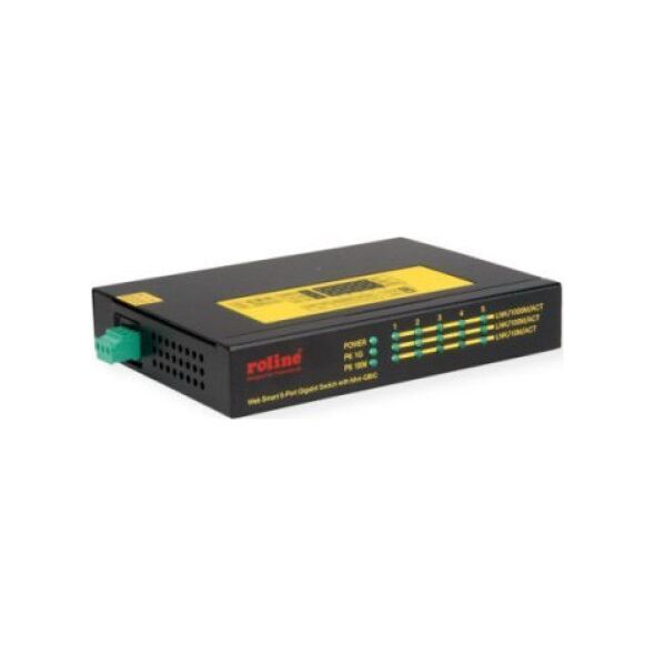 Switch Roline Przemysłowy przełącznik gigabitowy ROLINE, 5x RJ-45 + 1x SFP