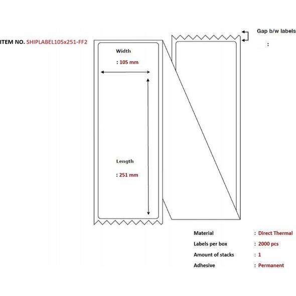 Capture Capture SHIPLABEL105X251-FF2 etykiet do nadruku
