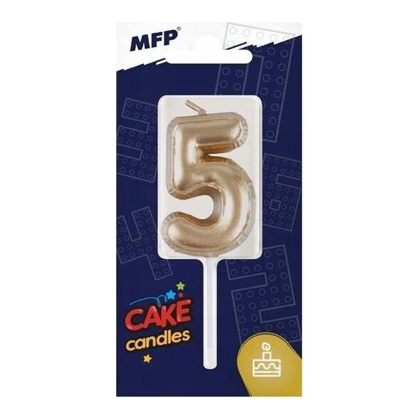 MFP paper świeczka do tortu balon nr 5 złota 8800119