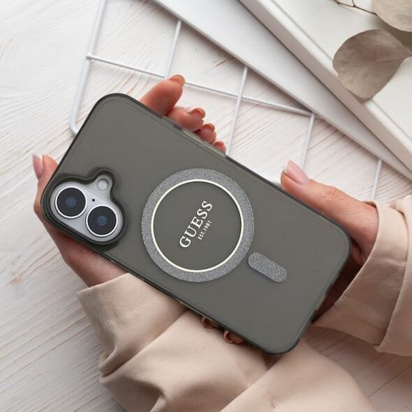 Guess Guess GUHMP16LHFGERET iPhone 16 Pro 6.3" przeźroczysty/transparent hardcase IML Glitter Circle MagSafe