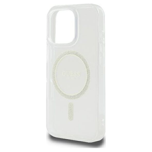Guess Guess GUHMP16LHFGERET iPhone 16 Pro 6.3" przeźroczysty/transparent hardcase IML Glitter Circle MagSafe
