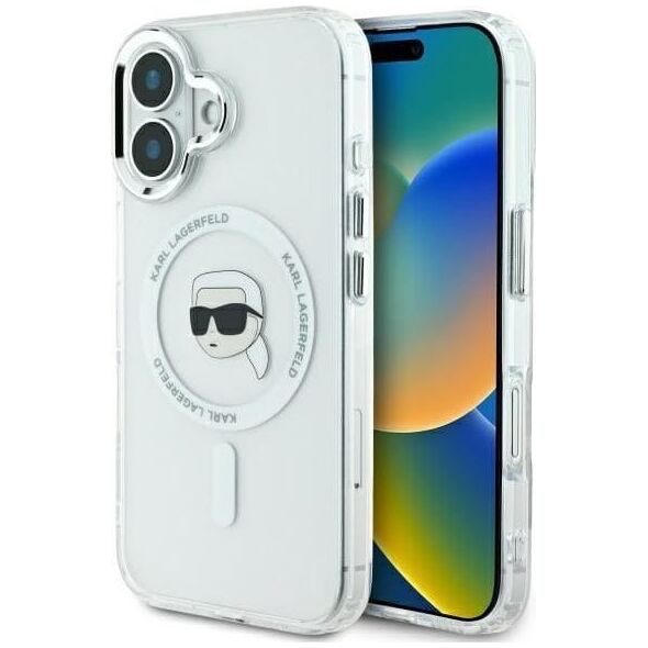 Karl Lagerfeld Karl Lagerfeld KLHMP16MHLSKIH iPhone 16 Plus 6.7" biały/white hardcase IML Metal Karl Head MagSafe