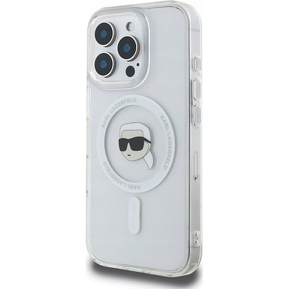 Karl Lagerfeld Karl Lagerfeld KLHMP16LHLSKIH iPhone 16 Pro 6.3" biały/white hardcase IML Metal Karl Head MagSafe