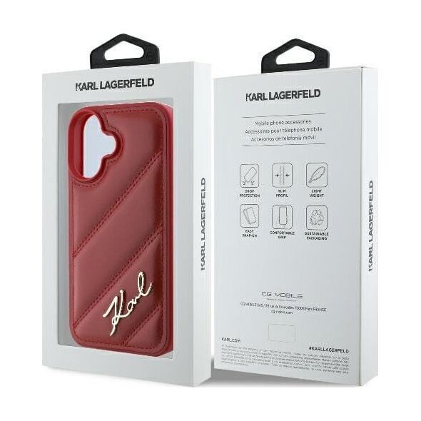 Karl Lagerfeld Karl Lagerfeld KLHCP16SPQDSMGR iPhone 16 6.1" czerwony/red hardcase Quilted Signature