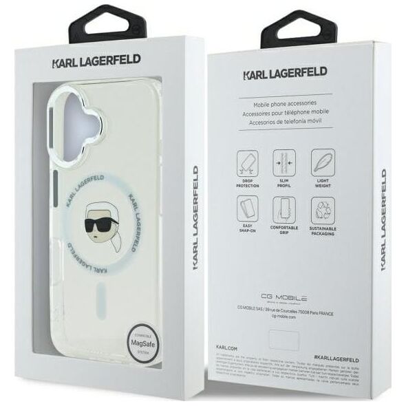 Karl Lagerfeld Karl Lagerfeld KLHMP16SHLSKIH iPhone 16 6.1" biały/white hardcase IML Metal Karl Head MagSafe