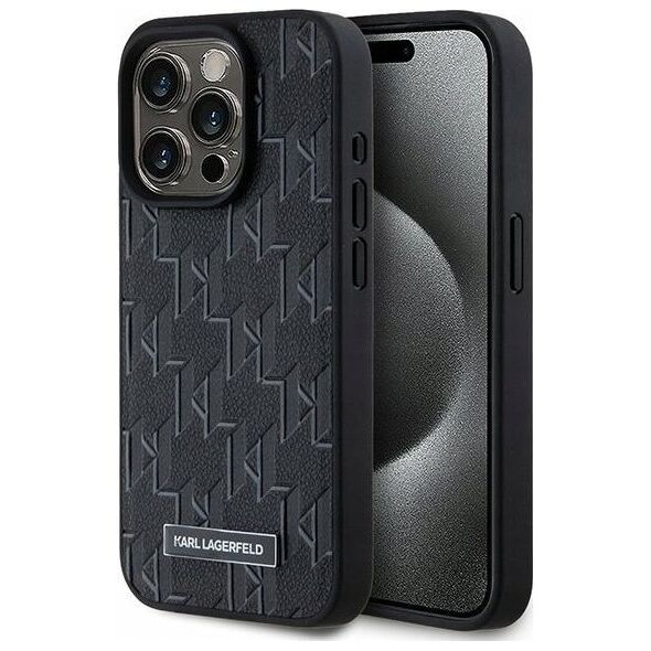 Karl Lagerfeld Karl Lagerfeld KLHMP15LPKHPORPK iPhone 15 Pro 6.1" hardcase czarny/black Leather Monogram Metal Logo MagSafe