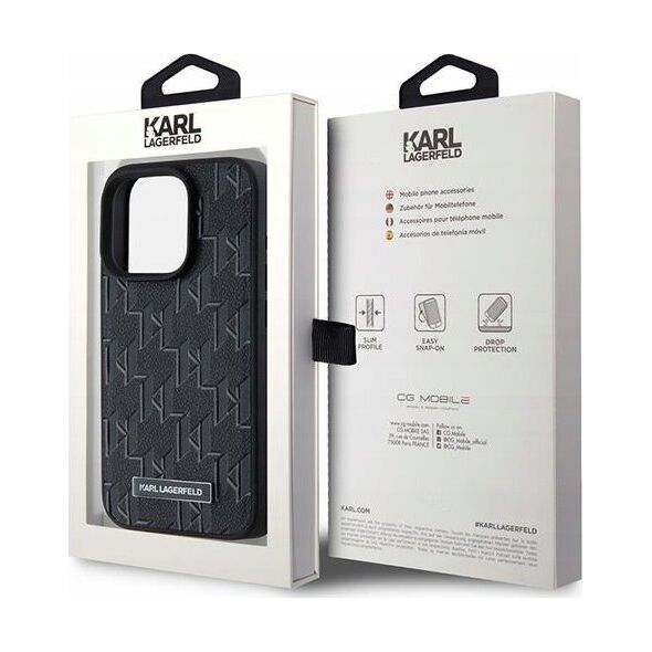 Karl Lagerfeld Karl Lagerfeld KLHMP15LPKHPORPK iPhone 15 Pro 6.1" hardcase czarny/black Leather Monogram Metal Logo MagSafe