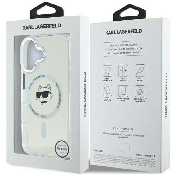 Karl Lagerfeld Karl Lagerfeld KLHMP16MHLSCHH iPhone 16 Plus 6.7" biały/white hardcase IML Metal Choupette Head MagSafe