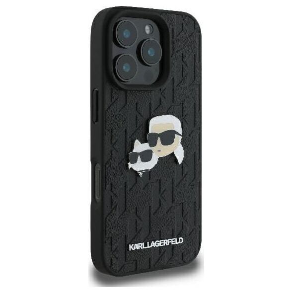 Karl Lagerfeld Karl Lagerfeld KLHCP16LPGKLKCPK iPhone 16 Pro 6.3" czarny/black hardcase Monogram Karl&Chaoupette Head Pin