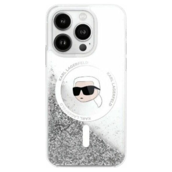 Karl Lagerfeld Karl Lagerfeld KLHMP16LLGKISGH iPhone 16 Pro 6.3" hardcase transparent Liquid Glitter Karl Head Magsafe