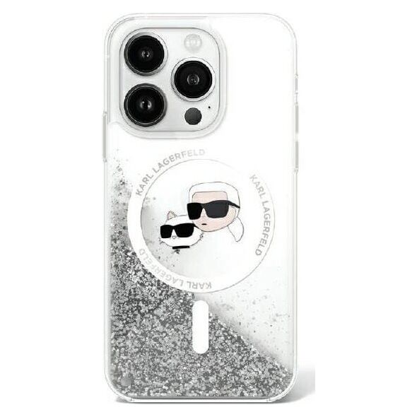 Karl Lagerfeld Karl Lagerfeld KLHMP16XLGKCSGH iPhone 16 Pro Max 6.9" hardcase transparent Liquid Glitter Karl&Choupette Head Magsafe
