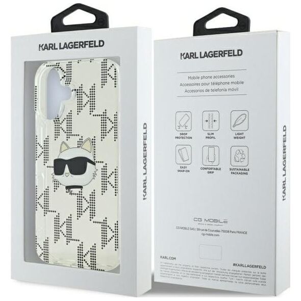Karl Lagerfeld Karl Lagerfeld KLHCP16SHKLPCHT iPhone 16 6.1" przezroczysty/transparent hardcase IML Choupette Head Electroplated