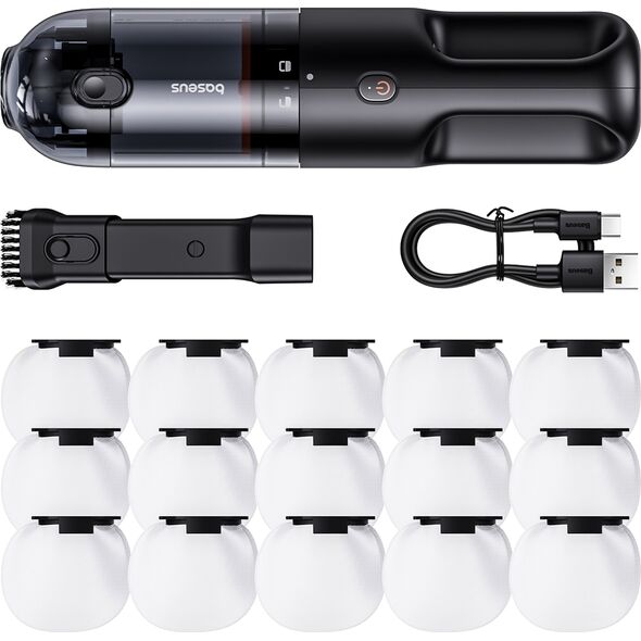 Odkurzacz ręczny Baseus Odkurzacz samochodowy bezprzewodowy mocny 85W Baseus AP01 15 worków 5000Pa USB-C - czarny