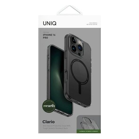 Uniq UNIQ etui Clario iPhone 16 Pro 6.3" Magclick Charging dymny/smoke