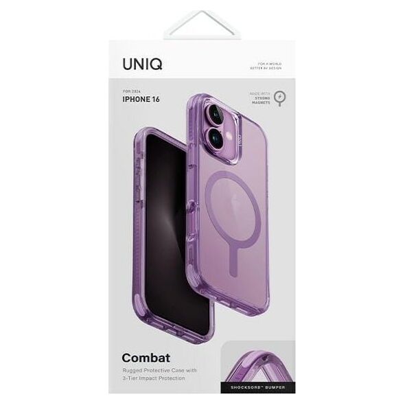 Uniq UNIQ etui Combat iPhone 16 6.1" Magclick Charging różowy/grape pink