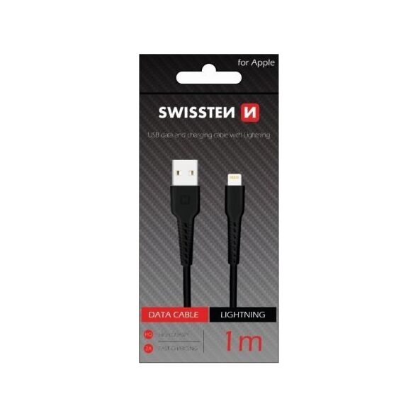 Kabel USB Swissten Swissten Basic Fast Charge 3A Lightning (MD818ZM/A) Datu un Uzlādes Kabelis 1m Melns