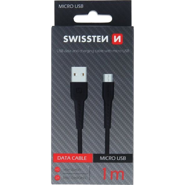 Kabel USB Swissten Swissten Basic Fast Charge 3A Micro USB Datu un Uzlādes Kabelis 1m Melns