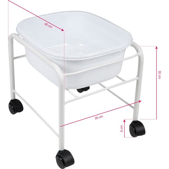Activeshop Brodzik do pedicure prosty z kółkami biały