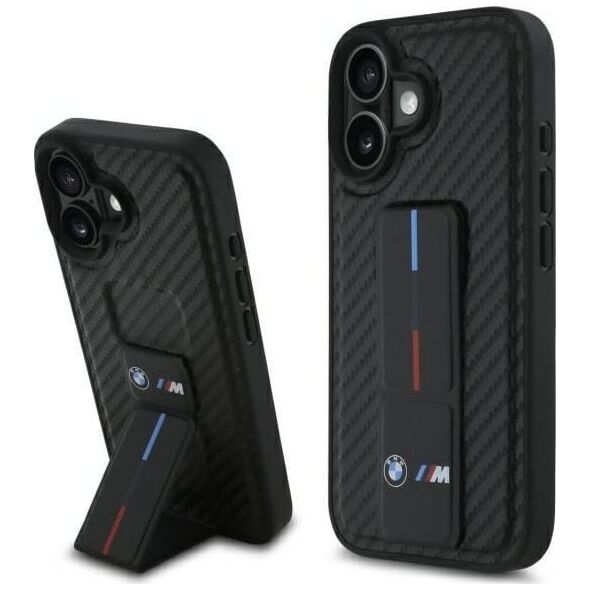 BMW BMW BMHCP16SGSPCCK iPhone 16 6.1" czarny/black hardcase M Grip Stand Smooth and Carbon