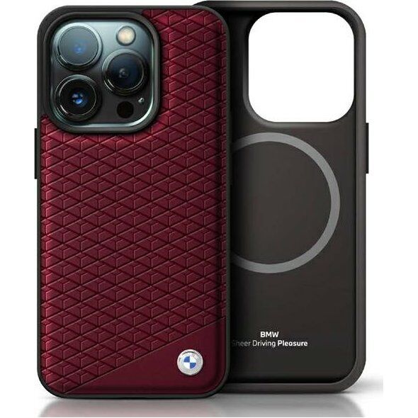 BMW BMW BMHMP16X23RDDR iPhone 16 Pro Max 6.9" czerwony/red hardcase Sign Leather Diamond Metal Logo MagSafe