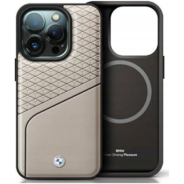 BMW BMW BMHMP16L23RDCLG iPhone 16 Pro 6.3" szary/grey hardcase Sign Leather Textured and Line MagSafe