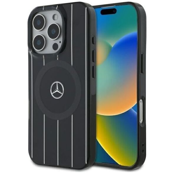 Mercedes Mercedes MEHMP16L23HRSK iPhone 16 Pro  6.3" czarny/black hardcase MB Double Layer Crossed Lines MagSafe