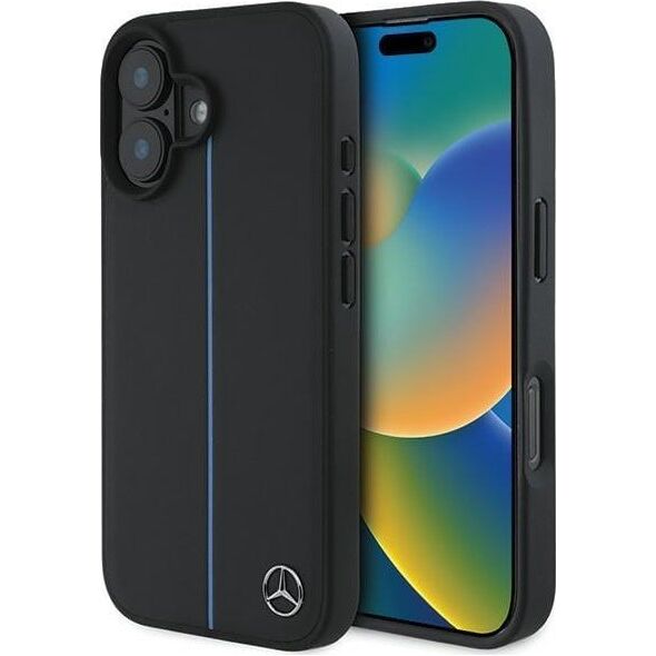 Mercedes Mercedes MEHMP16S23RURBK iPhone 16  6.1" czarny/black hardcase MB Blue Line Leather MagSafe