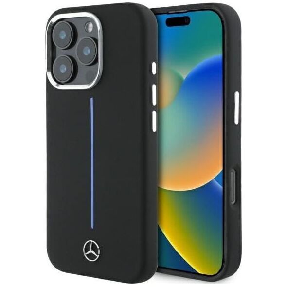 Mercedes Mercedes MEHMP16L23SUMBK iPhone 16 Pro 6.3" czarny/black hardcase Silicone Blue Stripe MagSafe