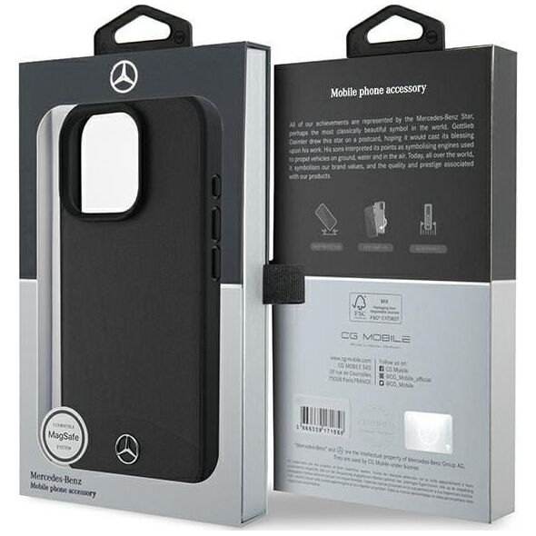 Mercedes Mercedes MEHMP16X23RBARK iPhone 16 Pro Max 6.9" czarny/black hardcase Textured And Plain Leather MagSafe