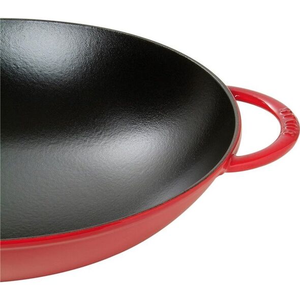 STAUB Wok żeliwny z pokrywką Staub - Czerwony, 37 cm