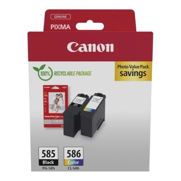 Canon Canon PG-585/CL-586 PVP nabój z tuszem 2 szt. Oryginalny Czarny, Cyjan, Purpurowy, Żółty