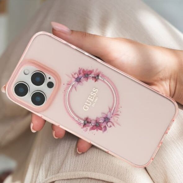 Guess Guess GUHMP16XHFWFCU iPhone 16 Pro Max 6.9" fioletowy/purple hardcase IML Flowers Wreath MagSafe
