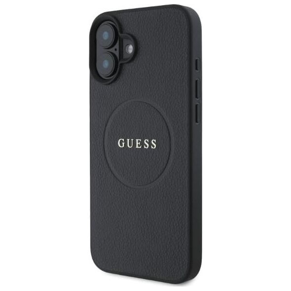 Guess Guess GUHMP16SPGHSMMK iPhone 16 6.1" czarny/black hardcase Grained Gold Ring MagSafe