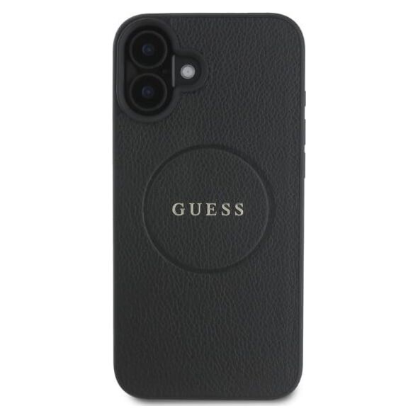 Guess Guess GUHMP16SPGHSMMK iPhone 16 6.1" czarny/black hardcase Grained Gold Ring MagSafe