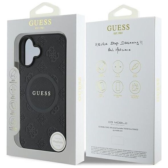 Guess Guess GUHMP16SPSAPSMEK iPhone 16 6.1" czarny/black hardcase Saffiano Peony Classic Logo MagSafe