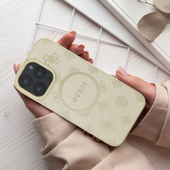 Guess Guess GUHMP16SPSAPSMEK iPhone 16 6.1" czarny/black hardcase Saffiano Peony Classic Logo MagSafe
