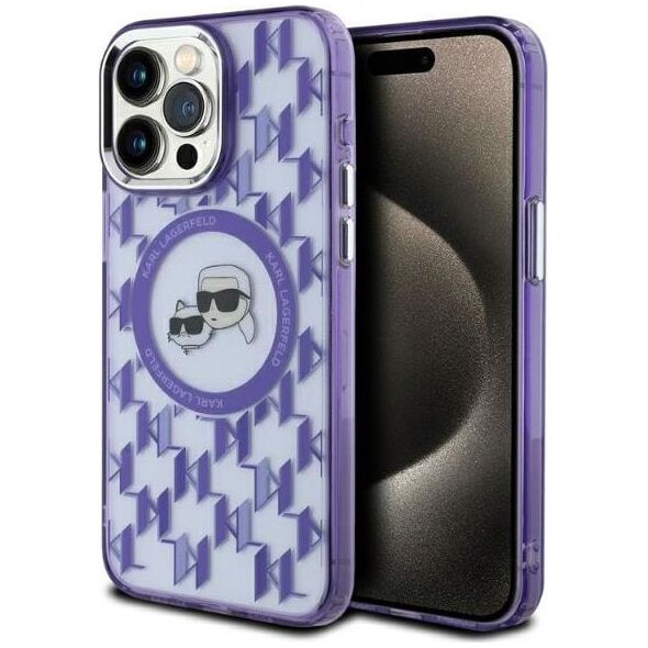 Karl Lagerfeld Karl Lagerfeld KLHMP15LHMCKMHU iPhone 15 Pro 6.1" fioletowy/purple IML Monogram Karl&Choupette Head MagSafe