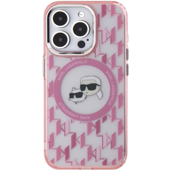 Karl Lagerfeld Karl Lagerfeld KLHMP15SHMCKMHP iPhone 15 6.1" różowy/pink IML Monogram Karl&Choupette Head MagSafe