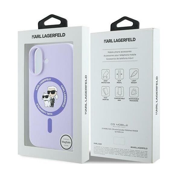 Karl Lagerfeld Karl Lagerfeld KLHMP16SSCMKCRHU iPhone 16 6.1" fioletowy/purple hardcase Silicone Karl&Choupette Ring MagSafe