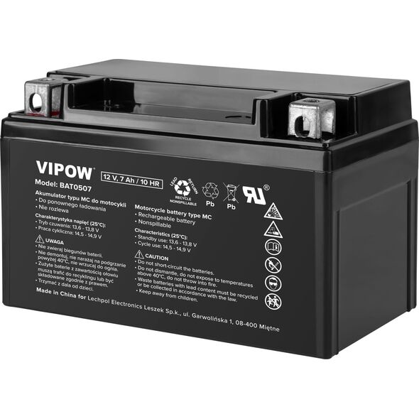 Vipow Akumulator VIPOW typu MC do motocykli 12V 7Ah